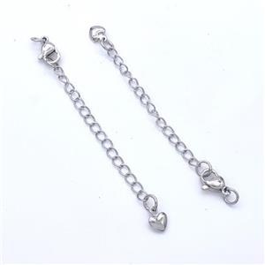 Copper Necklace Extender Findings Platinum Plated, approx 5mm, 3x4mm, 50mm length