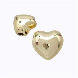 Copper Heart Beads Hollow Large Hole Gold Plated, approx 12mm, 2.5mm hole