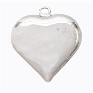 Copper Heart Pendant Hollow Platinum Plated, approx 30mm