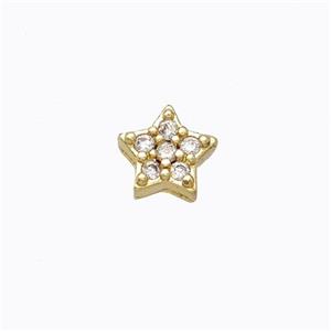 Copper Star Beads Pave Zirconia Without Hole Gold Plated, approx 5-6mm