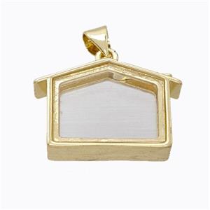 Copper House Locket Pendant Gold Plated, approx 15-22mm