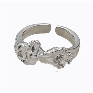 Copper Horse Ring Pegasus Platinum Plated, approx 11mm, 18mm dia