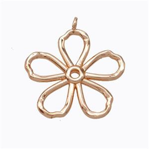 Copper Flower Pendant Hammered Rose Gold, approx 26mm