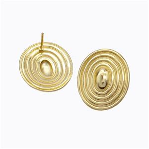 Copper Stud Earrings Rebirth Gold Plated, approx 21-25mm