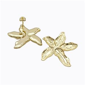 Copper Starfish Stud Earrings Gold Plated, approx 30mm