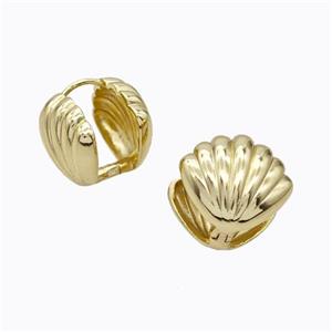 Copper Latchback Earrings Scallop Gold Plated, approx 17-18mm