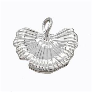 Copper Ginkgo Leaf Pendant Platinum Plated, approx 28-30mm