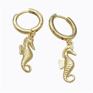 Copper Seahorse Hoop Earrings Gold Plated, approx 8.5-18mm, 14mm dia