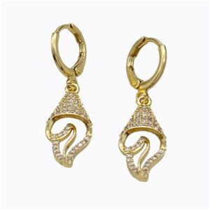 Copper Hoop Earrings Ice Cream Pave Zirconia Gold Plated, approx 10-20mm, 10mm dia