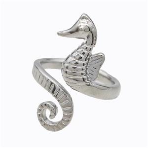 Copper Seahorse Rings Platinum Plated, approx 11-27mm, 18mm dia