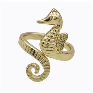 Copper Seahorse Rings Gold Plated, approx 11-27mm, 18mm dia