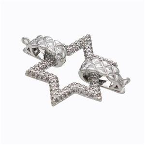 Copper Star Clasp Pave Zirconia Platinum Plated, approx 25mm, 8-12mm