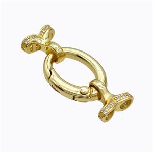 Copper Clasp For Necklace Cordend Pave Zirconia Gold Plated, approx 12mm, 15-20mm