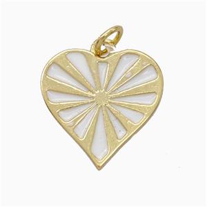 Copper Heart Pendant White Enamel Gold Plated, approx 16mm