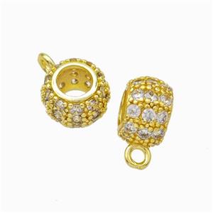 Copper Hanger Bail Micropave Zirconia Gold Plated, approx 9mm, 4mm hole