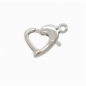 Copper Lobster Clasp Heart Platinum Plated, approx 10mm