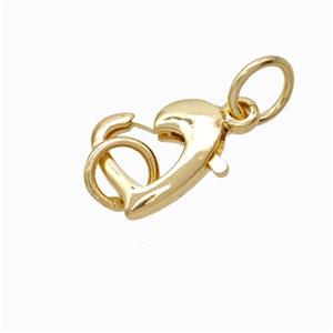 Copper Lobster Clasp Heart Lt.Gold Plated, approx 10mm