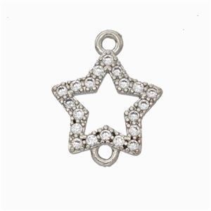 Copper Star Connector Pave Zirconia Platinum Plated, approx 12.5mm