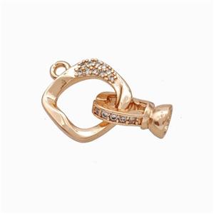 Copper Cordend Clasp Pave Zirconia Rose Gold, approx 13mm, 7-12mm