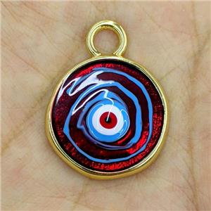 Copper Evil Eye Pendant Painted Gold Plated, approx 22mm