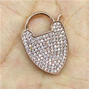 Copper Arrowhead Clasp Micropave Zirconia Rose Gold, approx 17-25mm