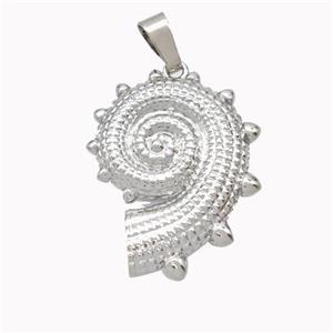 Spiral Shell Charms Copper Pendant Platinum Plated, approx 23-30mm