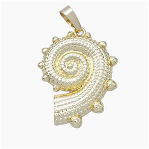 Spiral Shell Charms Copper Pendant Gold Plated, approx 23-30mm