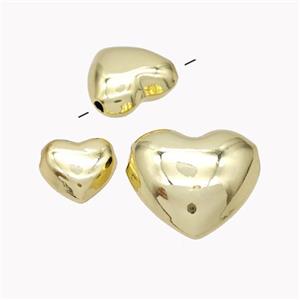 Copper Heart Beads Gold Plated, approx 20mm, 3mm hole