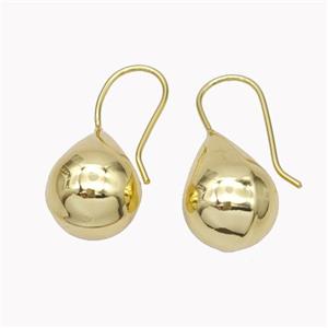 Copper Teardrop Hook Earrings Gold Plated, approx 15-25mm