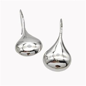 Copper Teardrop Hook Earrings Platinum Plated, approx 19-25mm