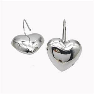 Copper Heart Hook Earrings Platinum Plated, approx 25mm