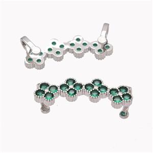 Copper Clover Brooch Micropave Green Zirconia Platinum Plated, approx 8-30mm