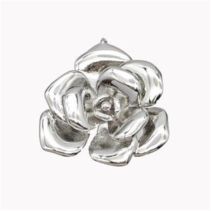 Copper Rose Flower Pendant Platinum Plated, approx 22-25mm