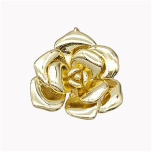 Copper Rose Flower Pendant Gold Plated, approx 22-25mm