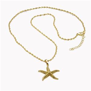 Copper Starfish Necklace Gold Plated, approx 25mm, 2mm, 43-48cm length