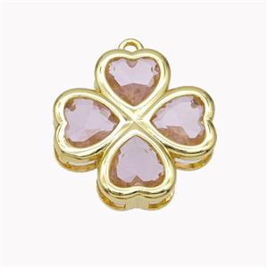 Crystal Glass Clover Pendant, approx 21mm