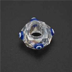 Crystal Glass Rondelle Beads With Evil Eye Large Hole Faceted, approx 14mm, 6mm hole