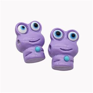 Purple Resin Frog Beads, approx 12-16mm