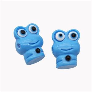 Blue Resin Frog Beads, approx 12-16mm