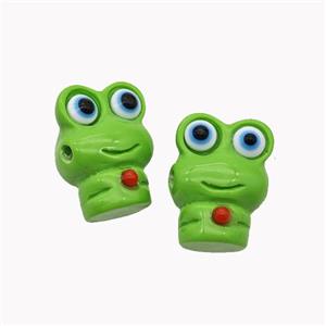 Green Resin Frog Beads, approx 12-16mm