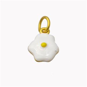 Fired Egg Charms Copper Pendant White Enamel Gold Plated, approx 11-12mm