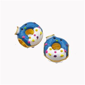 Copper Donut Beads Enamel Large Hole Gold Plated, approx 11-12mm, 4mm hole