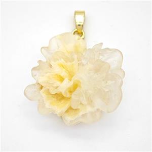 Yellow Resin Flower Pendant, approx 25mm