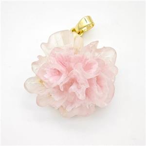 Pink Resin Flower Pendant, approx 25mm