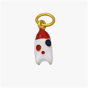 Christmas Hat Pendant Copper Pendant Enamel Platinum Plated, approx 6-12mm