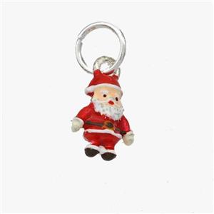 Christmas Santa Claus Pendant Copper Pendant Enamel Platinum Plated, approx 9-11mm