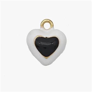 Copper Heart Pendant White Black Enamel Gold Plated, approx 10.5mm