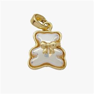 Copper Bear Pendant Pave Acrylic Gold Plated, approx 13mm