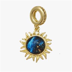 Copper Sun Pendant Pave Acrylic Gold Plated, approx 15mm, 9mm