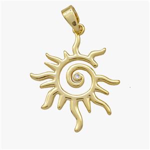 Copper Sun Pendant Pave Zirconia Gold Plated, approx 20-22mm